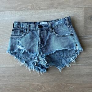 One Teaspoon Low Waist Bonita Denim Distressed Shorts